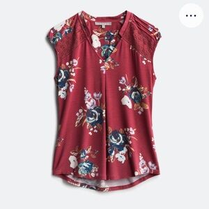 Daniel Rainn Burgundy Floral Top